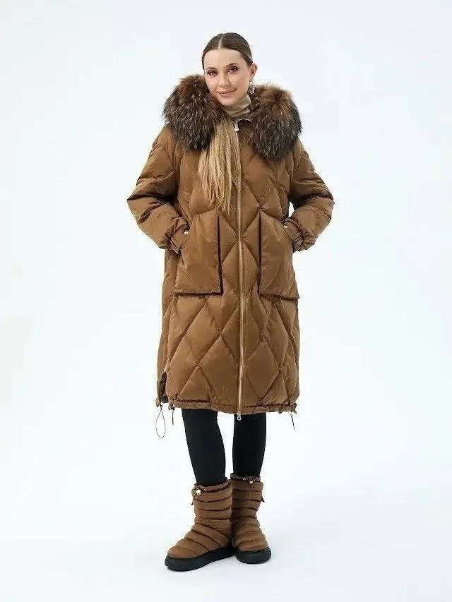 Пуховик TUFFONI 7727054D-FUR(ZSD-39) БЕЖЕ